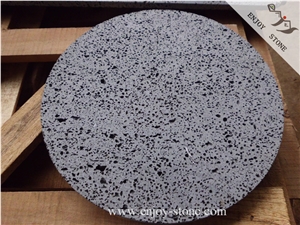 Sawn Finishing Circle Form Lava Stone for Cooking Kitchen Accessories/Hot Rocks For Cooking/China Vocanic Stone