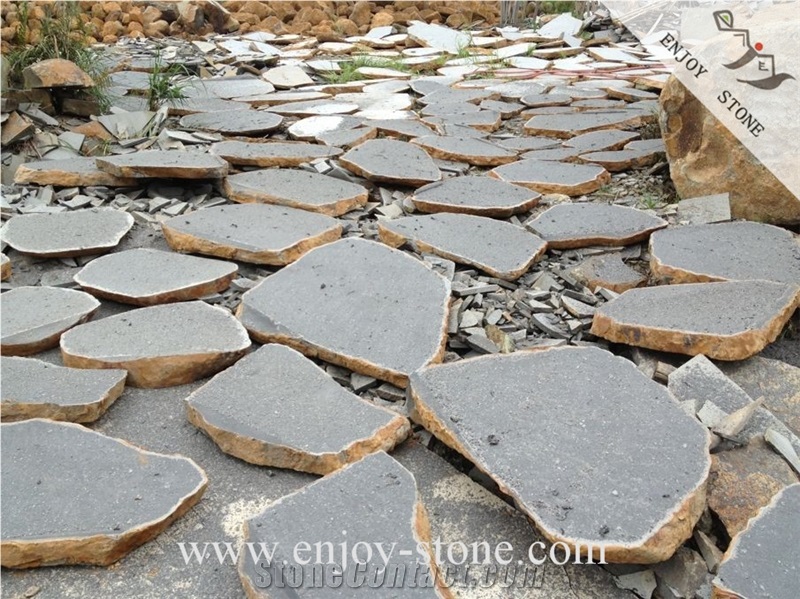 Zhangpu Black Basalt Flagstone, Irregular Flagstones, Flagstone Walkway Pavers