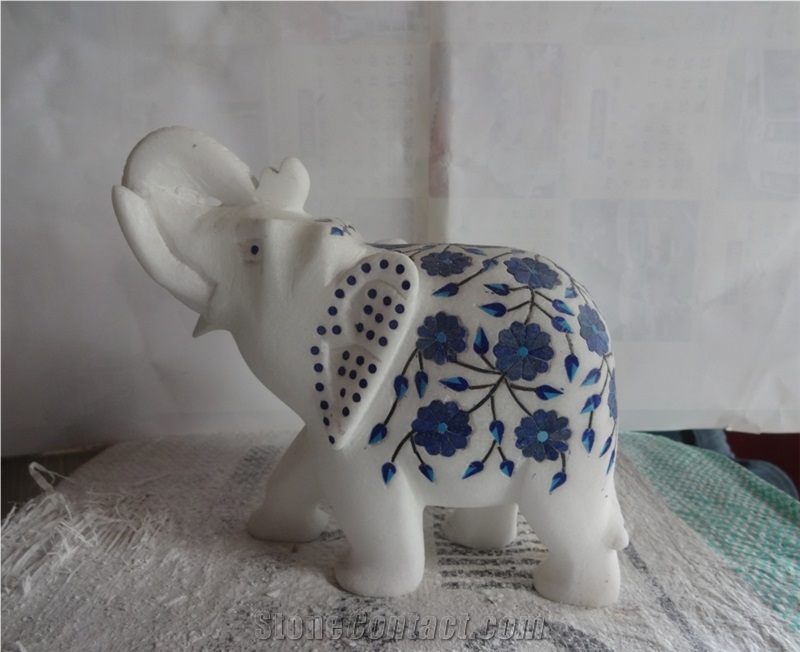 Marble Inlay Elephant Sculptures Marble Inlay Elephant Sculptures