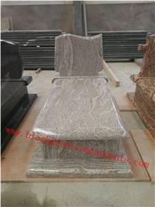 China Juparana Desert Gold Granite Tombstones Western Style Low Prices