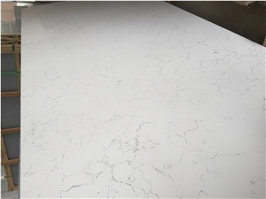 Bst Manmade Quartz Stone Prefabricated Tabletop Custom Bar Top Carrara White Marble Like with Eased Edge Profile Resistant to Stains,Heat and Scratches Available 2cm or 3cm Thick
