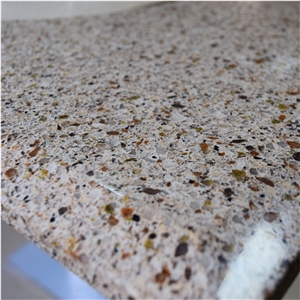 D4016 Chemical and Stain Resistant Quartz Stone Polished Surfaces Kitchen Tops with 1 1/2"Bevel Edges and Customized Edges Available 2cm Thick