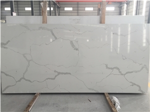 Veined Collection Calacatta Nuvo Marble Like Quartz Stone Prefabricated Kitchen Countertop Custom a Non-Porous Surface,Stain Resistance and Easy Scratch Removal