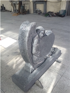 Shanxi Black Tombstone, Black Granite Angel Headstone, Chinese Black Granite Monument, Angel Headstone