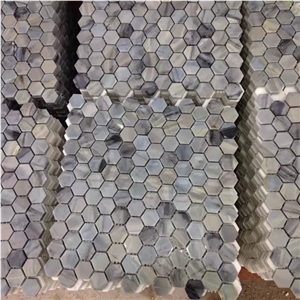 China Blue Marble Stone Mosaic Tiles for Sale, Hexagon Mosaic