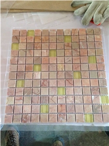 China Cheap Polished Cream Red Marble Mosaic Tiles
