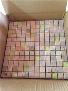 China Cheap Polished Cream Red Marble Mosaic Tiles