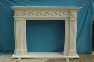 China Nature White Marble Fireplace Mantel with Columns