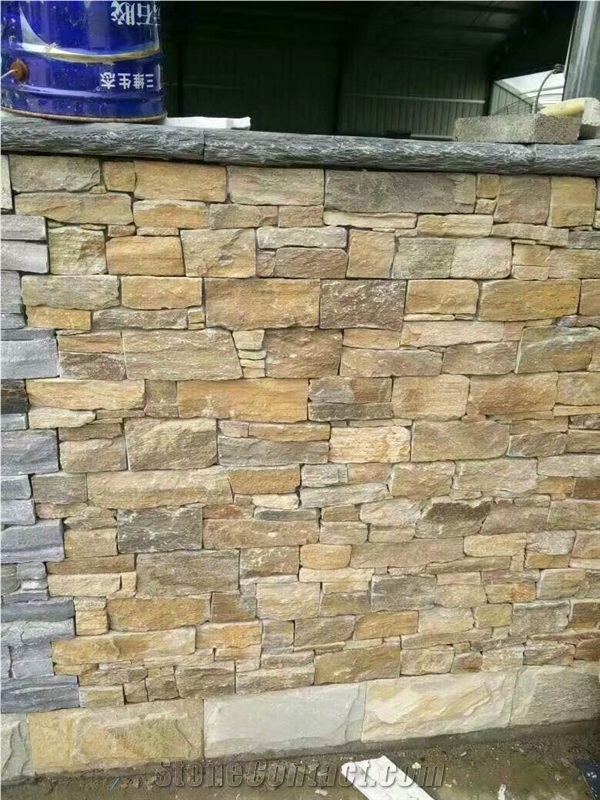 China Rusty Brown Slate Cultured Stone, Wall Cladding, Stacked Stone Veneer Clearance, Manufactured Stone Veneer