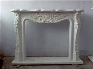 China White Marble Indoor Freestanding Fireplace Insert Design Ideas