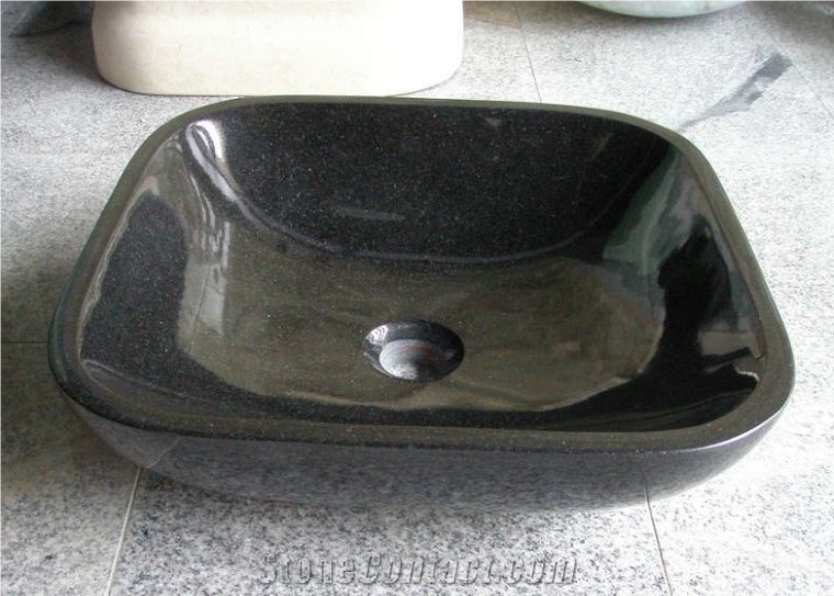High Quality Shanxi Black Granite Square Basins, Square Bowls, Square Bathoom Sinks