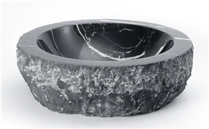 Nature Stone Black Galaxy Granite, Black Stone Bowl Sinks