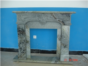 Shandong Green Marble Indoor Freestanding Fireplace Mantel