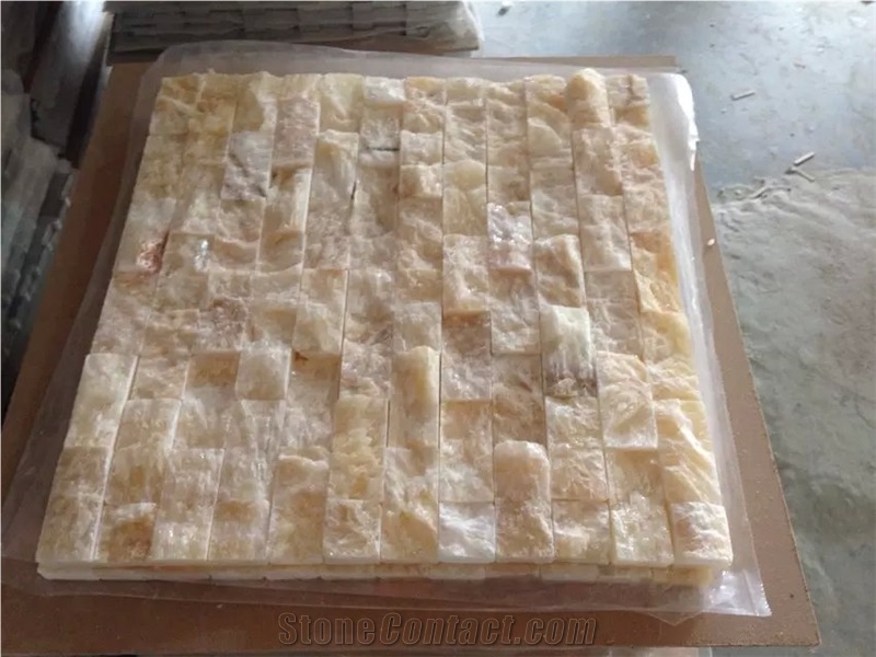 Split Face Honey Onyx Stone Mosaic Tiles for Sale