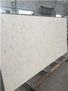 Cararra White Quartz Slab & Tile, Engineered Quartz Stone Tile & Slab, Engineered Artificial Stone Tiles for Kitchen Bathroom Design