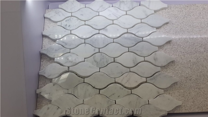 Carrara White Marble Stone, Wooden White Marble Stone Mosaic Tile Flooring & Wall, Linear Strips Mosaic Design, China Hot Sell Stone Mosaic Tile