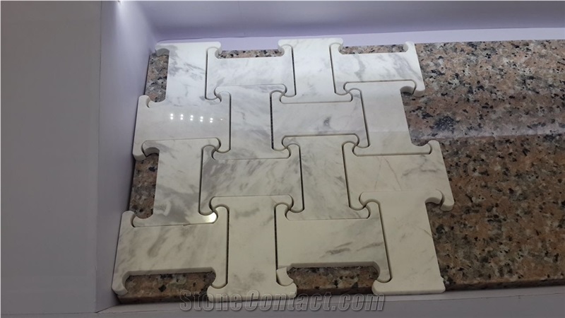 Carrara White Marble Stone, Wooden White Marble Stone Mosaic Tile Flooring & Wall, Linear Strips Mosaic Design, China Hot Sell Stone Mosaic Tile