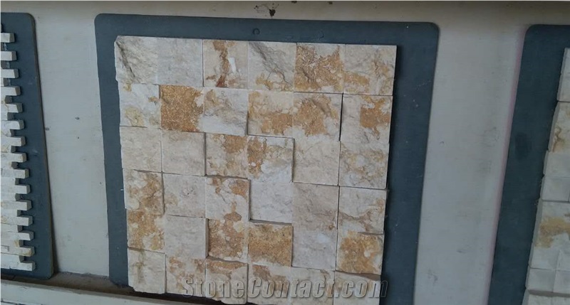 China Beige Travertine 3d Natural Split Stone Mosaic Tiles for Interior Stone Tile, Home Decor Used in Bathroom