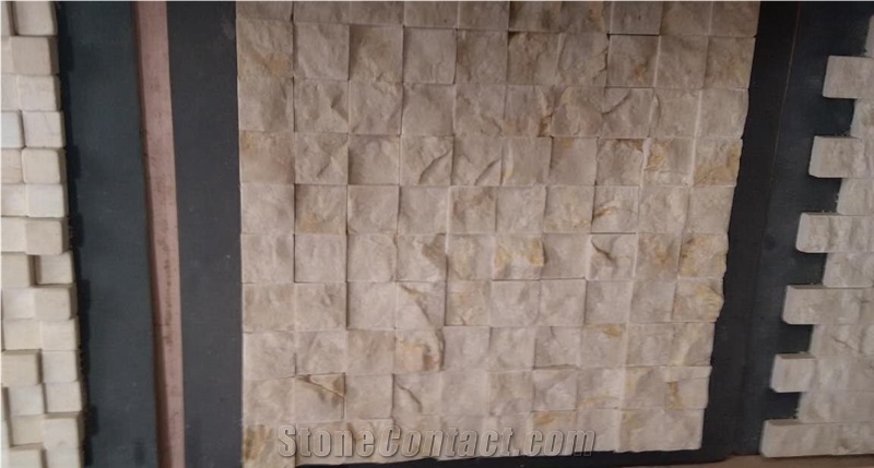 China Beige Travertine 3d Natural Split Stone Mosaic Tiles for Interior Stone Tile, Home Decor Used in Bathroom