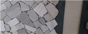 China Popular Shapeless Polished & Honed Travertine Stone Mosaic Tile ,Wooden White & Dark , Light Wood Grey Marble Wall Mosaic for Interior Stone & Home Decor