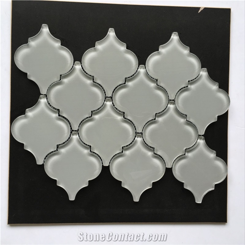 China Super White Mosaic Tile, Calabash Shape Glass Mosaic, 3d Mosaic Wall Tile, Fashion Design Glass Mosaic, White Glass Mosaic