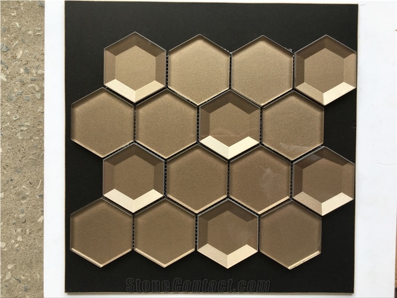 Crystal Glass Mosaic with Good Quality, China Factory Hexagon Wall Mosaic