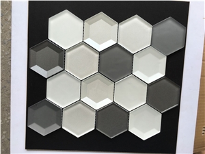 Crystal Glass Mosaic with Good Quality, China Factory Hexagon Wall Mosaic