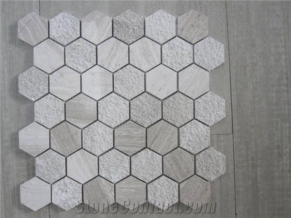 Natural Stone Mosaic Polished, Light Grey Mosaic Bathroom Wall Tiles
