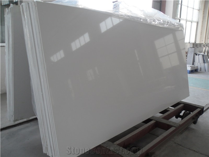 New Super White Manmade Stone Quartz Tile & Slab, China Material White Quartz Stone High Quality Good Polished Big Quantity Suppy Factory