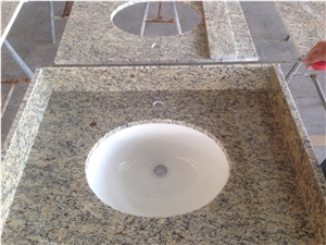 Santa Cecilia Light Vanity Top, Yellow Granite Countertop, Bathroom Vanity Top