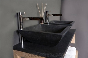 Shanxi Black Granite Bathroom Countertop with Square Sink/Nero Supreme Granite Custom Vanity Tops/North Mountain Black Granite Bathroom Vanity Tops/Natural Stone Bath Top/Terry Stone Co., Ltd