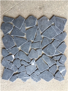 White Marble Stone, Nero Marquina, Crema Marfil Marble Chipped Mosaic Tile, Flooring Irregular Shape Nice Design Pattern