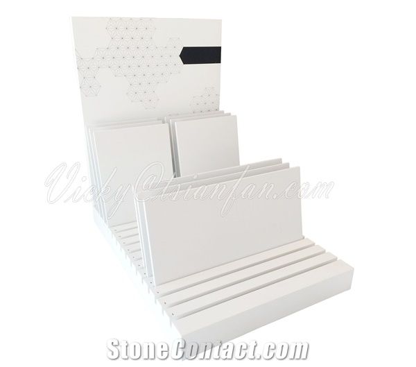 stone tile display stand with white color