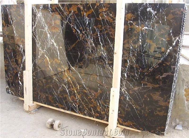 Black & Gold - Michelangelo Marble Slabs & Tiles, Pakistani Portoro Marble Slabs & Tiles