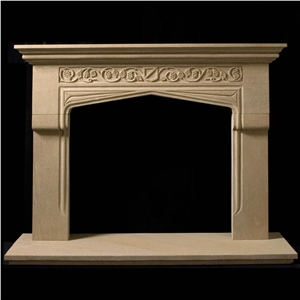 White Marble Fireplace Mantel Handcarved Flower Sculptured Fireplace