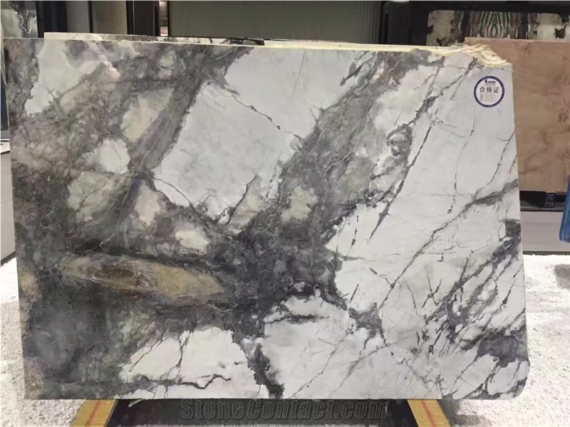 Luxury Snow River Marble Slab, White Snow River Marble