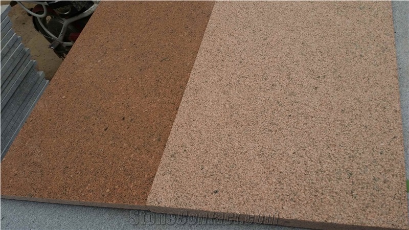 New Ivo Red Granite Fine Picked Bushhamered Surface Slabs Tiles