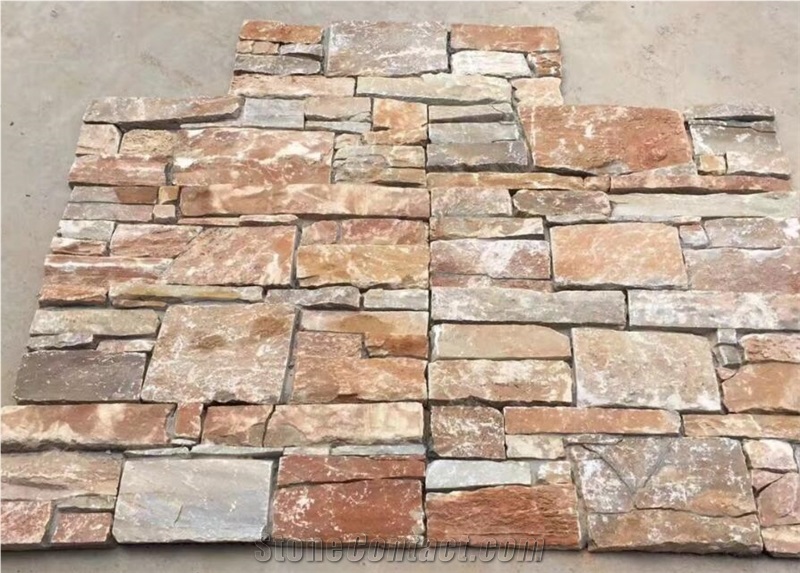 China Quartzite Culture Stone Sheet 20x40cm Wall Cover