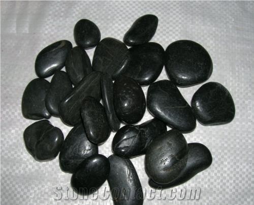 High Polished Black River Pebble Stone