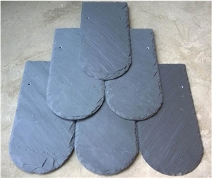 Natural Fish Scale Shape Black Scalloped Roofing Slate Tile
