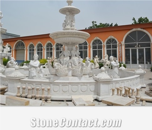 Sculpture Graden Large Scale Water Fountain, Han White Marble Fountain