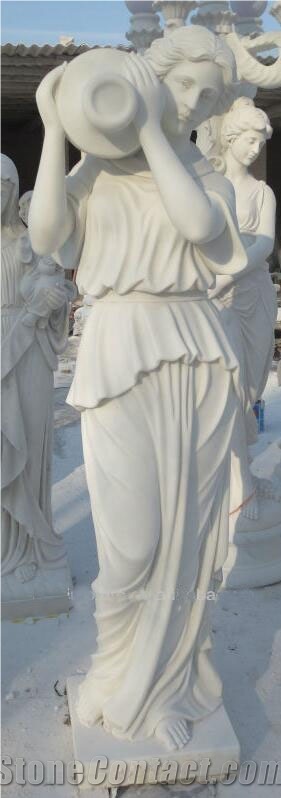 Western White Marble Lady Sculpture & Statues, Hunan White Marble Landscape Sculptures