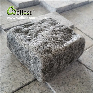 Natural Surface Tumbled Finish Black Granite Cube Stone