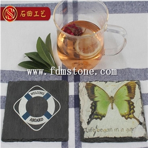 Black Grey Slate Plate,Arts Products,Cup Mat,Slate Arts and Craft, Slate Signs, China Black Slate Signs