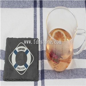 Black Slate Cup Mat,Slate Products for Food,Non-Slip Tableware Slate Cup Stone Mat