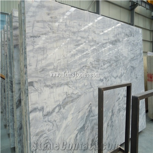Cheap Chinese White Marble with Grey Grain Vein Slab and Floor Tiles and Walling