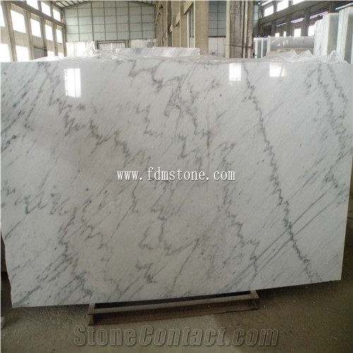 China Statuario White Marble with Grey Line Slab
