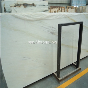 China White Marble with Yellow Line,Gold Line Vein Slab
