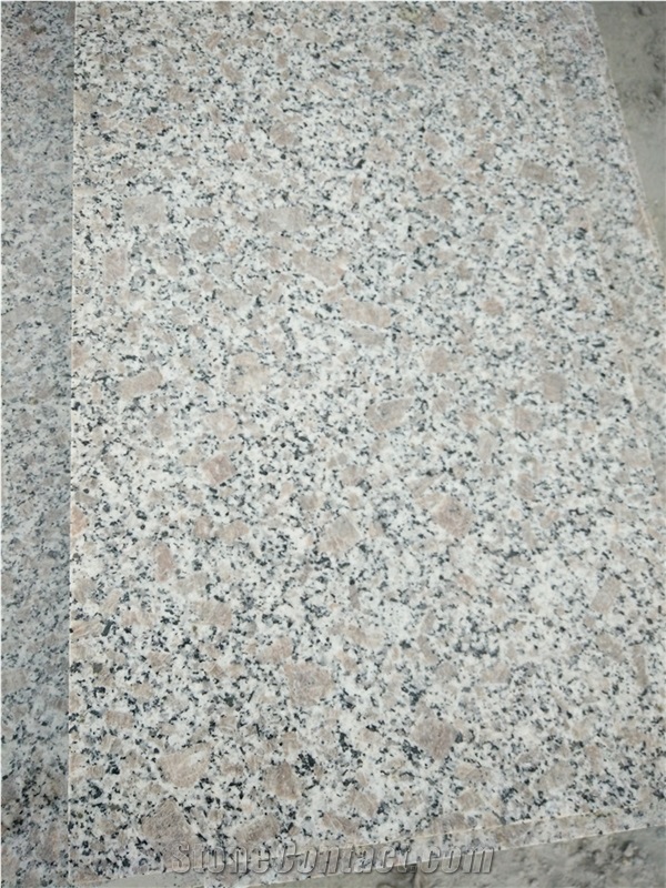 China Light Grey White Granite with Pink Rose, G383, Polished Granite Tiles, Quality a Grade