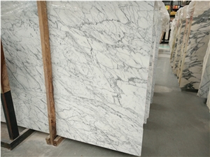 Italy Marble Bianco Carrara Slab,White Carrara with Long Vein, Thickness 18mm